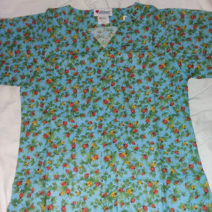 Blue Ladybug Pattern Scrub Top